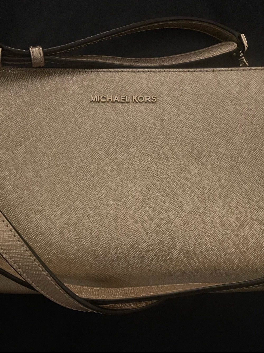 Michael Kors Taupe Saffiano Crossbody with Gold Hardware